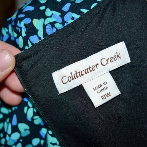 Coldwater Creek Size 18 | Blue Green Abstract Speckle Print Midi Dress | Work - Picture 6 of 6